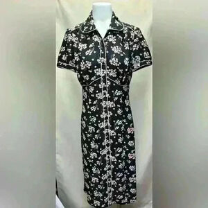 London Times Vintage Floral Print Dress Size 10 Made in Hong Kong in EUC